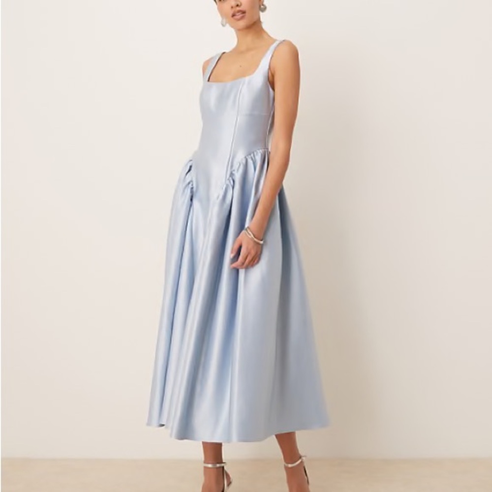 Elegant Blue Satin Dress